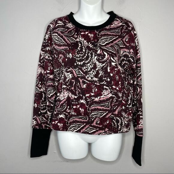 JOIE Paisley Sweatshirt Womens Size Medium Purple Cozy Maximalist Retro Art Mom - Picture 1 of 8